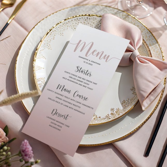 Menu Janto Simples de Casamento Rosa Elegante (Criador carregado)
