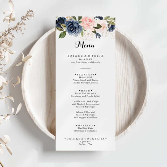 Menu Janto Simples Elegante de Caligrafia Floral de inv (Criador carregado)