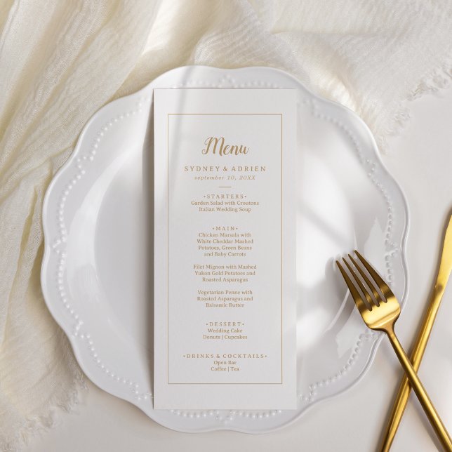 Menu Janto Simples Minimalista|Dourado de Casamento de  (Criador carregado)