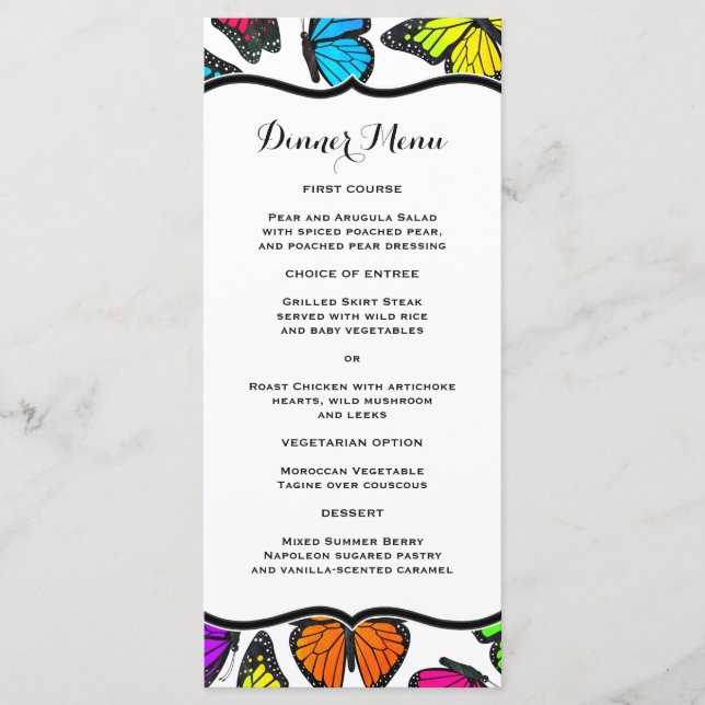 Menu Janto Slim da Borboleta Monarca do Arco-Íris (Frente)