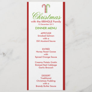 Menu Janto verde Candy Canes vermelho