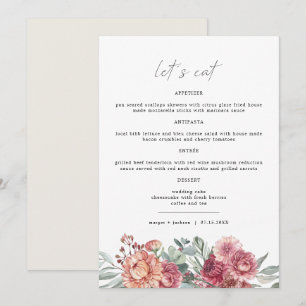 Menu Jardim de Boho Floral Rosa-Rosa-Blush de Rosa Dust