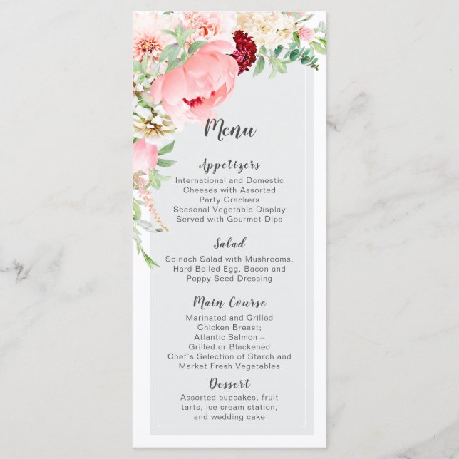 Menu Jardim de Casamento com Aquarela Selvagem | (Frente)