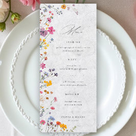 Menu Jardim de Flores Silvestres Moderno Floral Marfim 