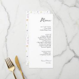 Menu Jardim Floral de Fadas Artísticas em Aquarela