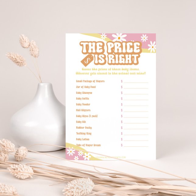 Menu Jogos de Chá de fraldas Groovy, Boho Retro, 70's V (Criador carregado)