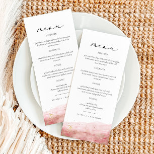 Menu JULIEN Dusty Rosa Blush Pink Watercolor Fleck Dour