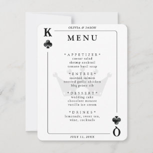 Menu King & Queen of Clubs Tocando Cartão
