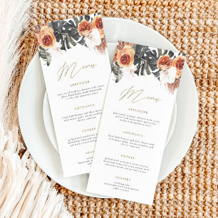 Menu KINSLEY Boho Terracotta Long WedMenu Card