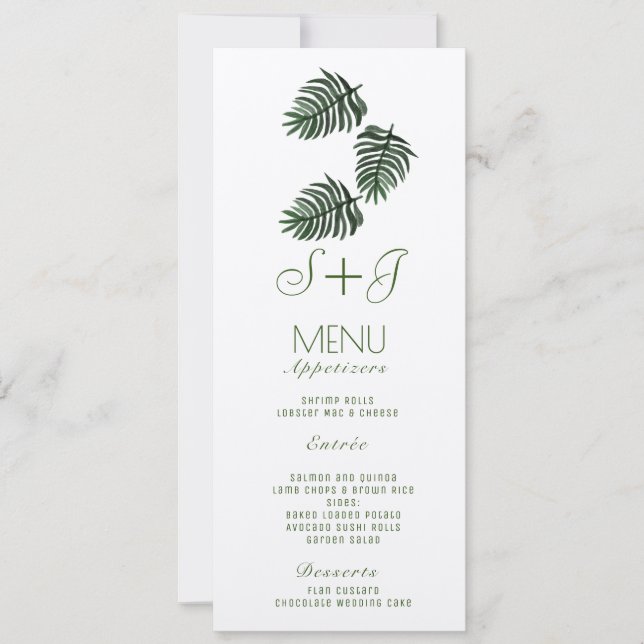 Menu Kraft de Folha de Palme Botânica Tropical Eco (Frente)