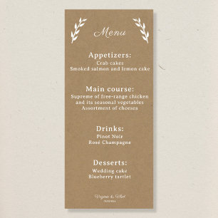 Menu Kraft & Rustic Wedding