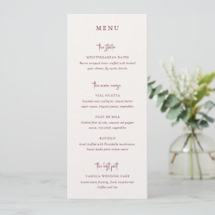 Menu Kylee Burgundy Casamento Elegante Tradicional