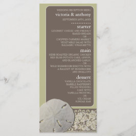Menu Lace de areia dólar, Casamento de praia de Vintage