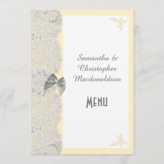 Menu Lace tradicional branco qualquer cardápio de casam