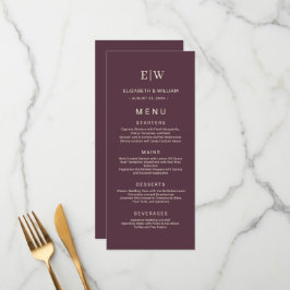 Menu Lacquer de Cereja Simples Elegante, Casamento Mono