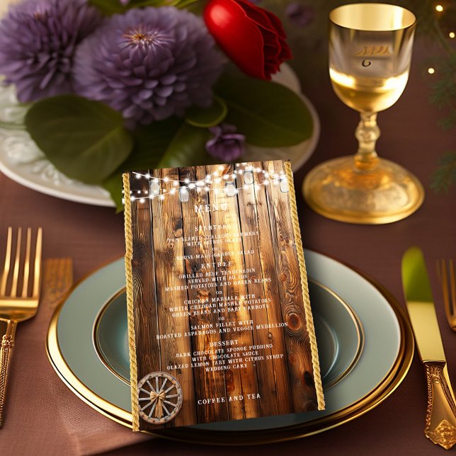 Menu Lâmpadas de Corda Ocidental em Roda de Carroça e P (Criador carregado)