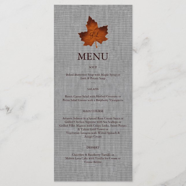 Menu Laranja Linen Monogramed (Frente)