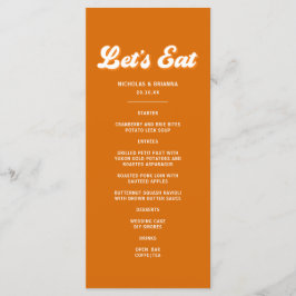 Menu Laranja Retro Anos 70 Boho Disco Groovy Casamento