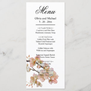Menu Laranja rosa floral floral floral floral elegante 