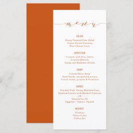 Menu Laranja Simples de Caligrafia Moderna