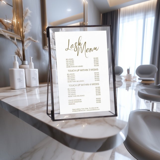 Menu Lash Extensões Eyelash Mínimas Simples Básica (Perfect for business)