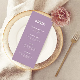 Menu Lavanda de Script Minimalista Moderna | Casamento