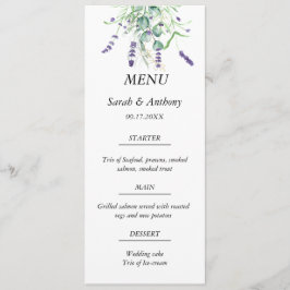 Menu Lavanda Eucalyptus Purple Floral WedComida
