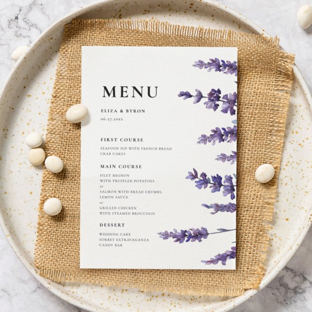 Menu Lavanda Floral Elegante (Criador carregado)