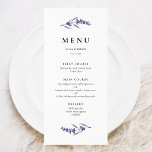 Menu Lavanda Floral Elegante<br><div class="desc">Menu lavanda. Um clássico e elegante design de aquarela de lavanda,  perfeito para um casamento floral.</div>