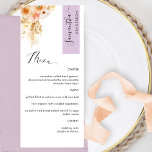 Menu Lavanda, Pêssego Personalizado com o Nome de Convi<br><div class="desc">Porquê gastar cartões de lugar e cartões de menu quando pode ter um Menu elegante All-in-one personalizado com cada nome de convidado! Design contemporâneo, simples e elegante com detalhes florais de cor d'água refinados numa bela mistura de pêssego, laranja, pincel, rosa poeirento, creme e matizes de champanhe. Elementos modernos de...</div>