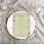Menu Lavanda russa e Sage Wildflower Casamento Sage<br><div class="desc">Apresentando nosso belo cardápio de casamento rústico, feito para capturar a essência do seu dia especial com seu design encantador. Imaginem um cenário verde sábio, definindo um tom sereno e romântico para sua celebração. O design é enfeitado com um delicado quadro de flores naturais naturais em tons de roxo, lavanda,...</div>