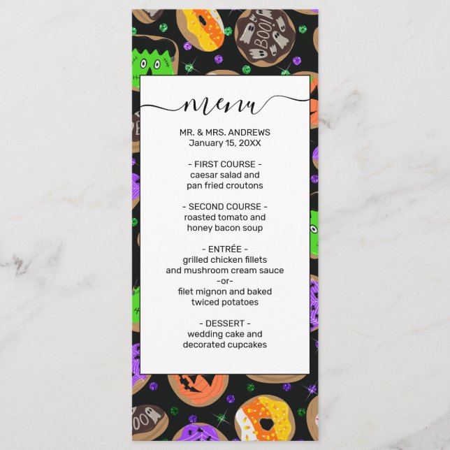 Menu Legal Glitter Confetti Rosquinha Halloween (Frente)