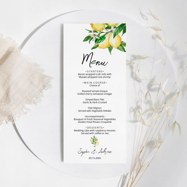 Menu Lemon Greenery Wedding (Criador carregado)