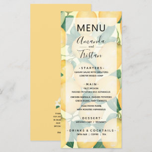 Menu Lemons Greenery Wedding