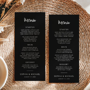 Menu Letra Moderna Manuscrita Casamento Branco Preto