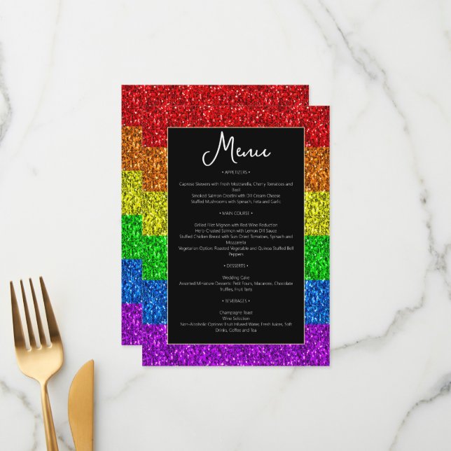 Menu LGBT pavilhão arco-íris faísca casamento lésbico g (Frente/Verso In Situ)