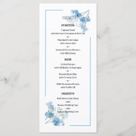 Menu Light Blue Botanical Floral Pattern Wedding
