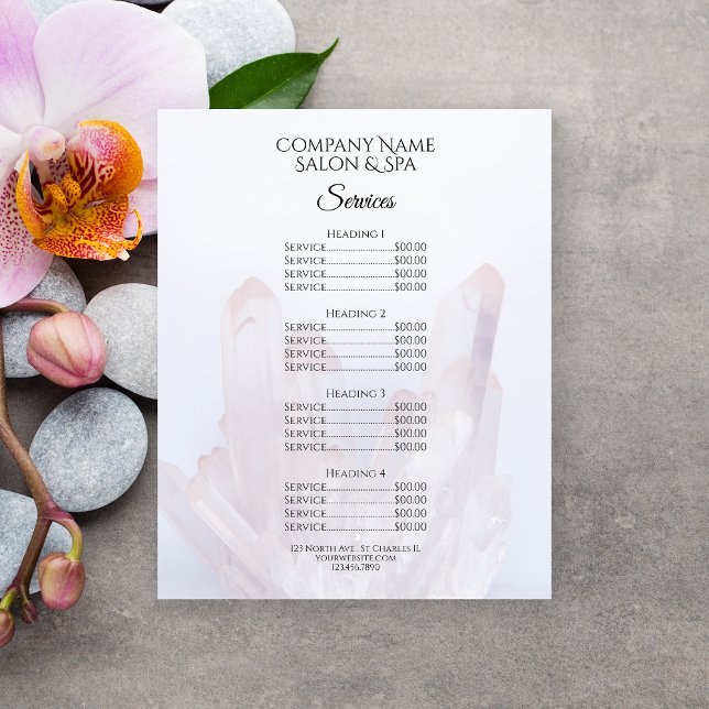 Menu Light Purple Crystals Spa Salon Services (Criador carregado)