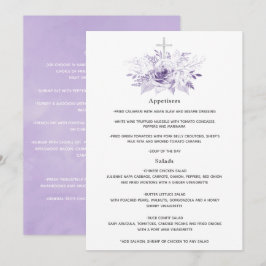 Menu Lilás e Floral Prata Batismo ou Batizado