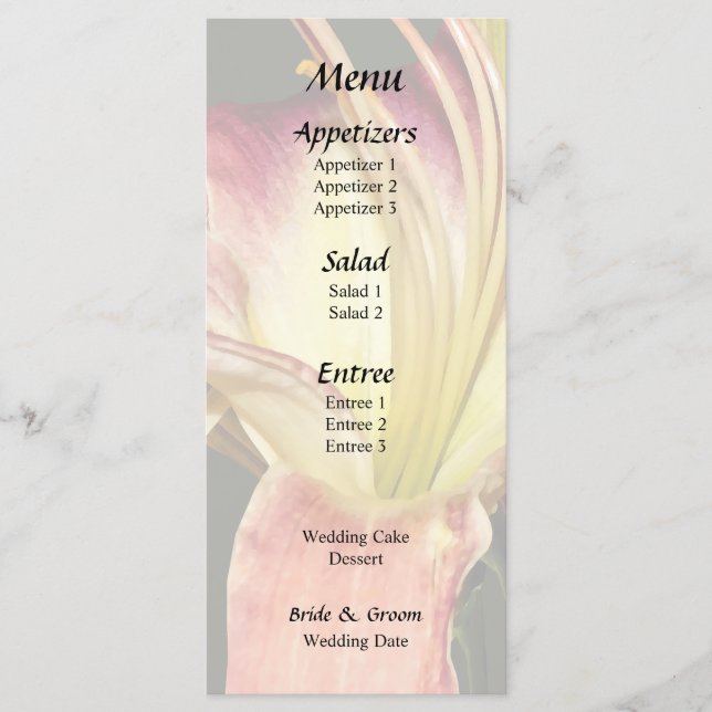 Menu Lilases Rosa Escuro Com Centros Amarelos (Frente)