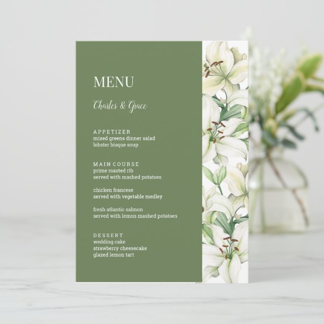 Menu LILY Blossom Elegance Wedding (Em pé/Frente)