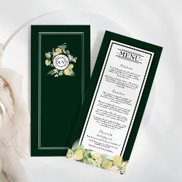 Menu Limon Border Emerald Green Wedding Flat
