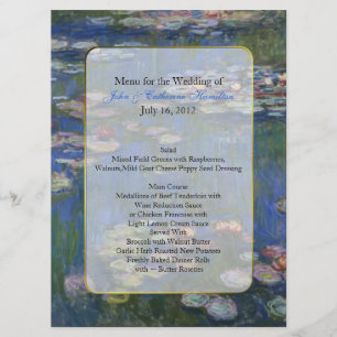 Menu Lírios de água das belas artes que Wedding o men