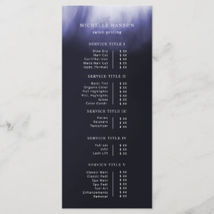 Menu Lista de preços Abstrato azul simples minimalista