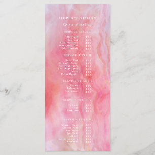 Menu Lista de Preços de Estilista de Cabelo e Maquiagem