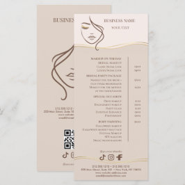 Menu Lista de Preços de Salão Bege e Dourado Elegante