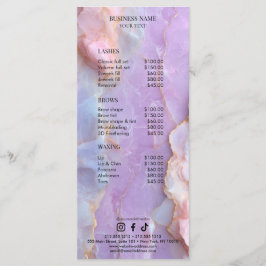 Menu Lista de Preços de Salão de Artista de Cílios de M