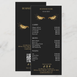 Menu Lista de Preços de Salão de Luxo Preto e Dourado
