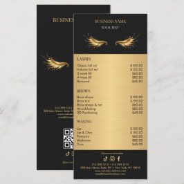 Menu Lista de Preços de Salão de Luxo Preto e Dourado