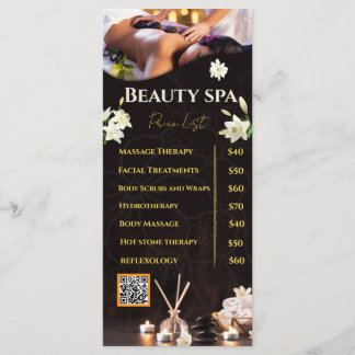 Menu Lista de Preços de Serviços de Spa
